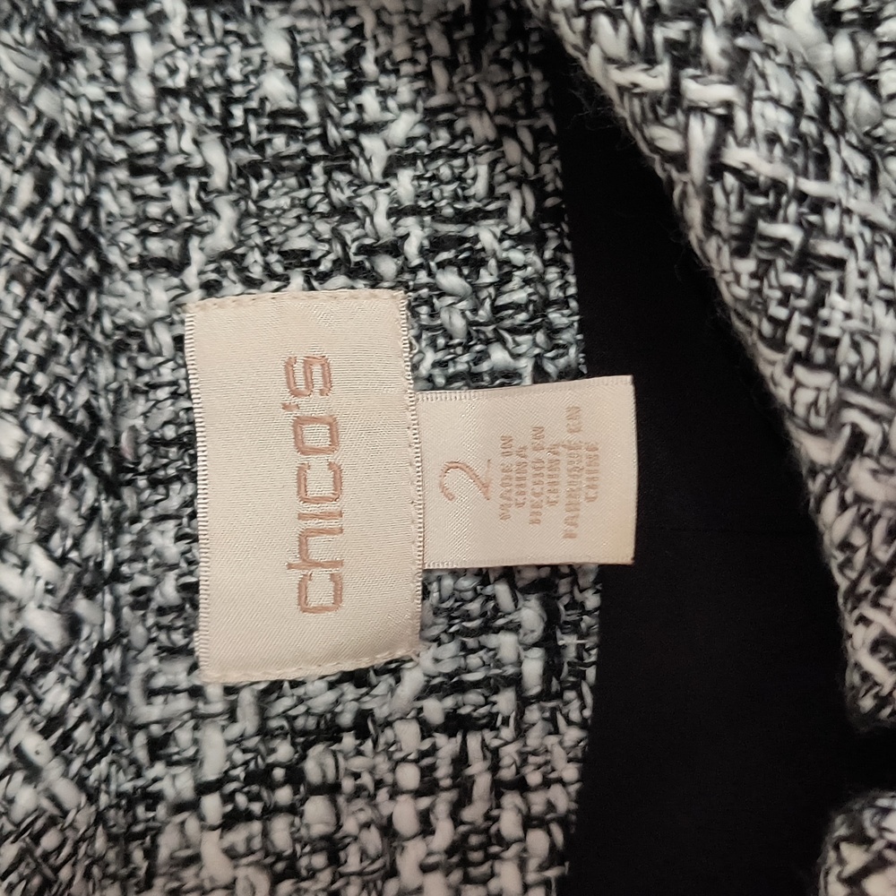 Chicos Fully Lined Tweedy Jacket With Ruffles Sle… - image 2